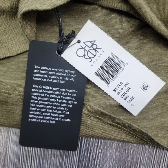 Chaser NWT Sage Green Linen Low Back Tank Top - Picture 3 of 9